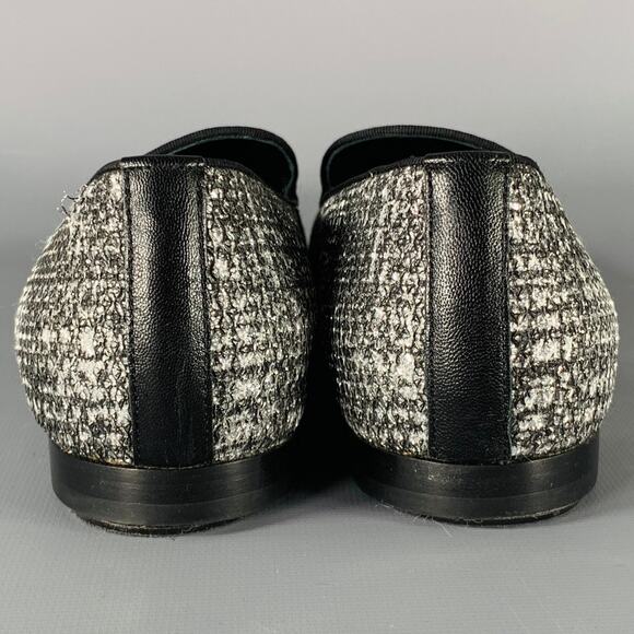 CHANEL Size 8 CC Silver Black Glitter Loafer Flats - Picture 3 of 10